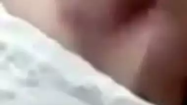 Cute expression during topless boobs show by Indian girl