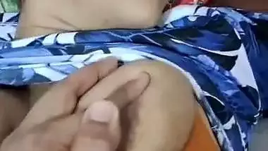 Squeezing a Tamil milf’s milky boobs