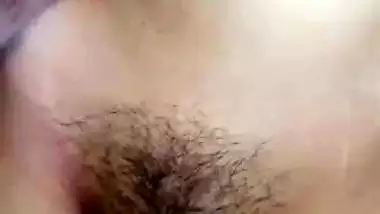 Girl feels happy after taking a big dick in her hairy pussy